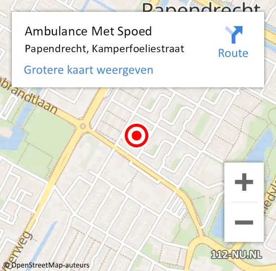 Locatie op kaart van de 112 melding: Ambulance Met Spoed Naar Papendrecht, Kamperfoeliestraat op 24 juli 2017 22:00