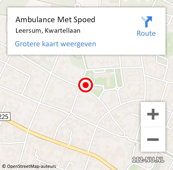 Locatie op kaart van de 112 melding: Ambulance Met Spoed Naar Leersum, Kwartellaan op 24 juli 2017 22:04