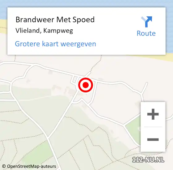 Locatie op kaart van de 112 melding: Brandweer Met Spoed Naar Vlieland, Kampweg op 24 juli 2017 23:58