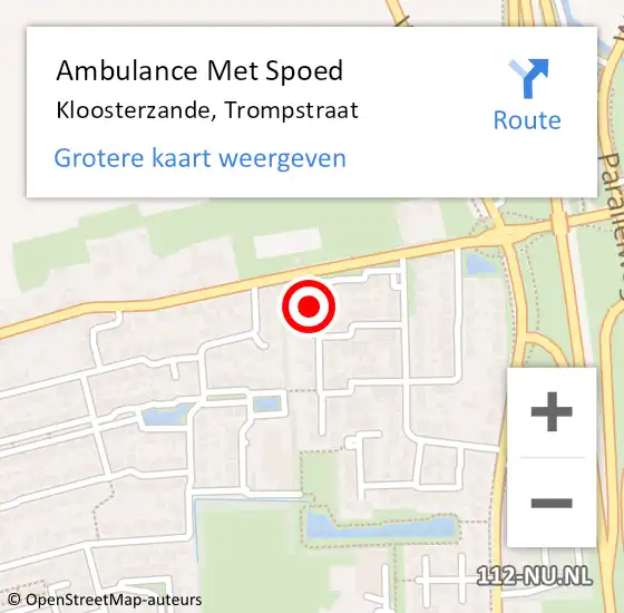 Locatie op kaart van de 112 melding: Ambulance Met Spoed Naar Kloosterzande, Trompstraat op 25 juli 2017 00:50