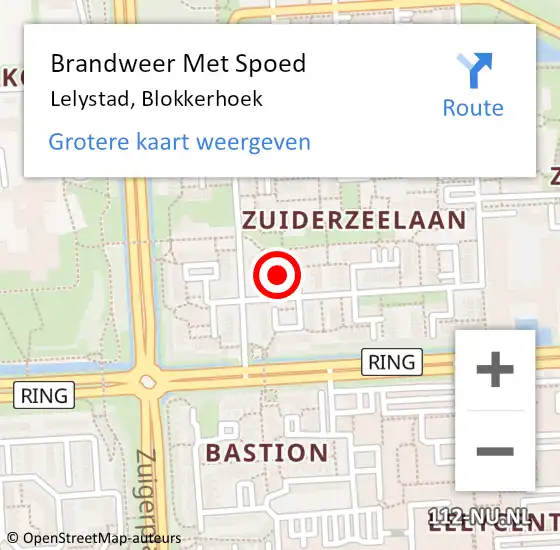 Locatie op kaart van de 112 melding: Brandweer Met Spoed Naar Lelystad, Blokkerhoek op 25 juli 2017 01:17