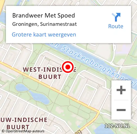 Locatie op kaart van de 112 melding: Brandweer Met Spoed Naar Groningen, Surinamestraat op 25 juli 2017 01:33