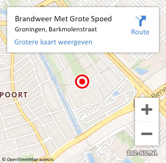 Locatie op kaart van de 112 melding: Brandweer Met Grote Spoed Naar Groningen, Barkmolenstraat op 25 juli 2017 01:38