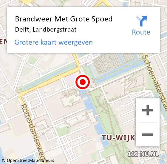 Locatie op kaart van de 112 melding: Brandweer Met Grote Spoed Naar Delft, Landbergstraat op 25 juli 2017 01:42