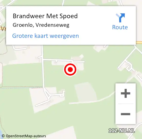 Locatie op kaart van de 112 melding: Brandweer Met Spoed Naar Groenlo, Vredenseweg op 25 juli 2017 02:00