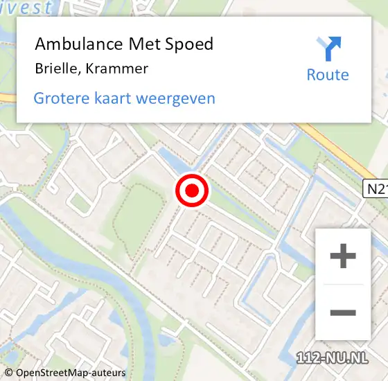 Locatie op kaart van de 112 melding: Ambulance Met Spoed Naar Brielle, Krammer op 25 juli 2017 02:21