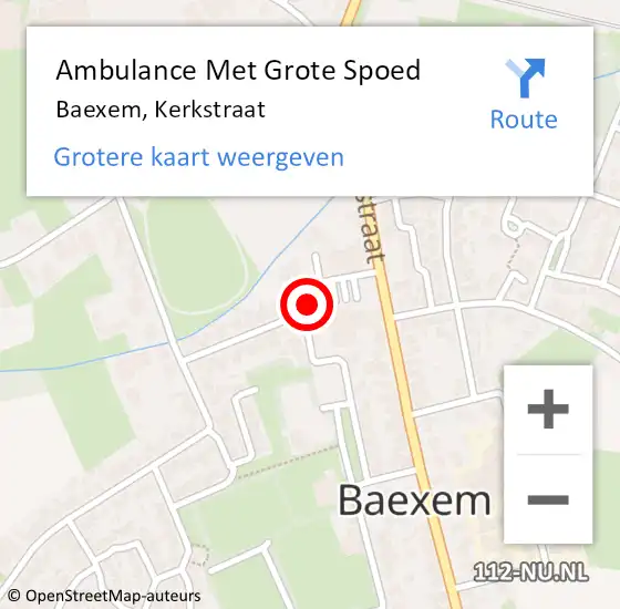 Locatie op kaart van de 112 melding: Ambulance Met Grote Spoed Naar Baexem, Kerkstraat op 25 juli 2017 04:34