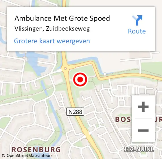 Locatie op kaart van de 112 melding: Ambulance Met Grote Spoed Naar Vlissingen, Zuidbeekseweg op 25 juli 2017 06:27