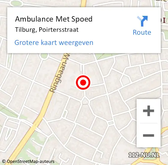 Locatie op kaart van de 112 melding: Ambulance Met Spoed Naar Tilburg, Poirtersstraat op 25 juli 2017 09:11