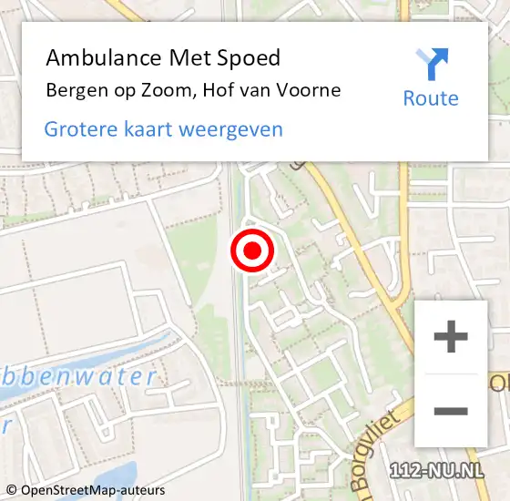 Locatie op kaart van de 112 melding: Ambulance Met Spoed Naar Bergen op Zoom, Hof van Voorne op 25 juli 2017 10:23
