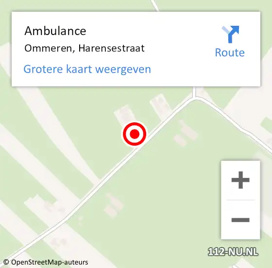Locatie op kaart van de 112 melding: Ambulance Ommeren, Harensestraat op 25 juli 2017 10:52