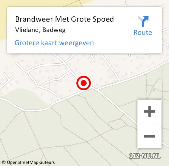 Locatie op kaart van de 112 melding: Brandweer Met Grote Spoed Naar Vlieland, Badweg op 25 juli 2017 11:46