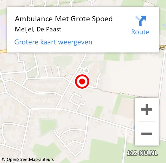 Locatie op kaart van de 112 melding: Ambulance Met Grote Spoed Naar Meijel, De Paast op 25 juli 2017 11:52