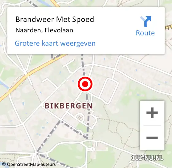 Locatie op kaart van de 112 melding: Brandweer Met Spoed Naar Naarden, Flevolaan op 25 juli 2017 12:22