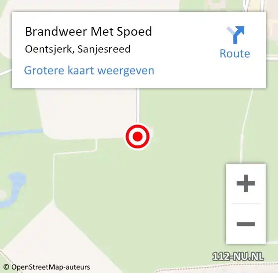 Locatie op kaart van de 112 melding: Brandweer Met Spoed Naar Oentsjerk, Sanjesreed op 25 juli 2017 12:22
