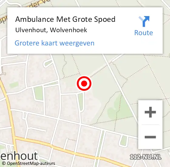 Locatie op kaart van de 112 melding: Ambulance Met Grote Spoed Naar Ulvenhout, Wolvenhoek op 25 juli 2017 12:24