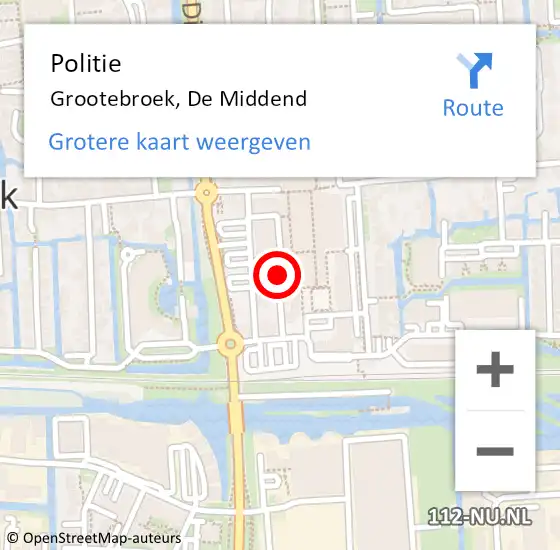 Locatie op kaart van de 112 melding: Politie Grootebroek, De Middend op 25 juli 2017 12:27