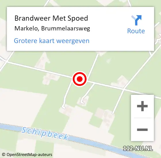 Locatie op kaart van de 112 melding: Brandweer Met Spoed Naar Markelo, Brummelaarsweg op 25 juli 2017 12:30