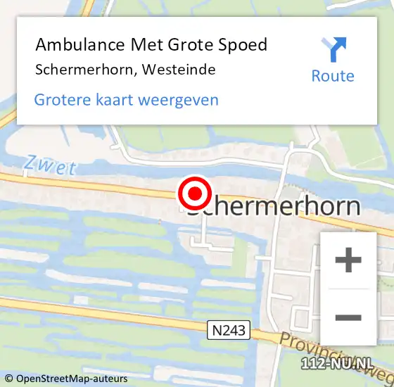 Locatie op kaart van de 112 melding: Ambulance Met Grote Spoed Naar Schermerhorn, Westeinde op 25 juli 2017 13:02