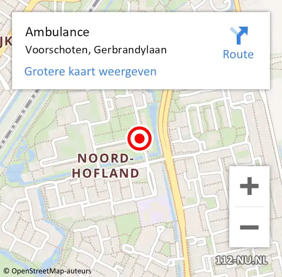 Locatie op kaart van de 112 melding: Ambulance Voorschoten, Gerbrandylaan op 25 juli 2017 13:18