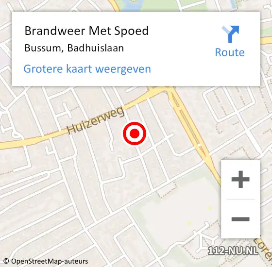 Locatie op kaart van de 112 melding: Brandweer Met Spoed Naar Bussum, Badhuislaan op 25 juli 2017 13:19