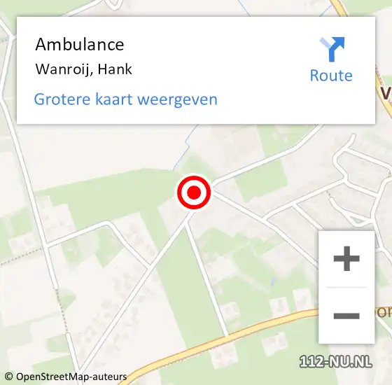 Locatie op kaart van de 112 melding: Ambulance Wanroij, Hank op 25 juli 2017 13:31