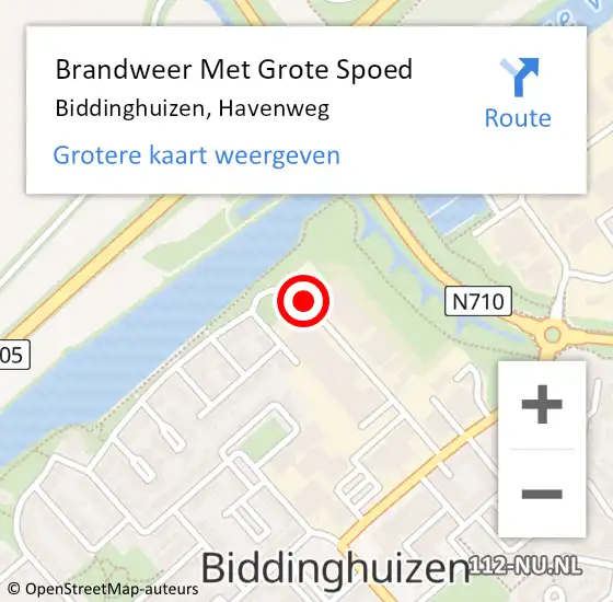 Locatie op kaart van de 112 melding: Brandweer Met Grote Spoed Naar Biddinghuizen, Havenweg op 25 juli 2017 14:11