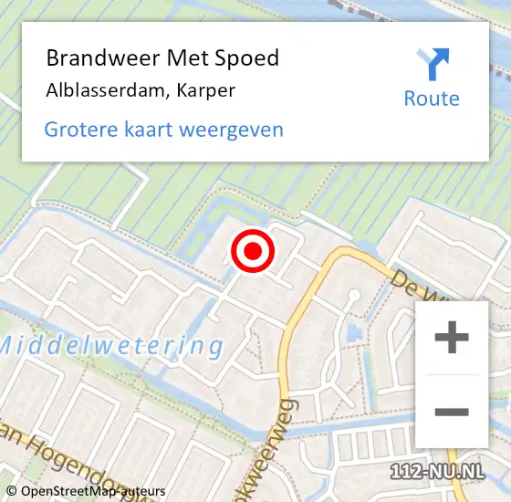 Locatie op kaart van de 112 melding: Brandweer Met Spoed Naar Alblasserdam, Karper op 25 juli 2017 14:16