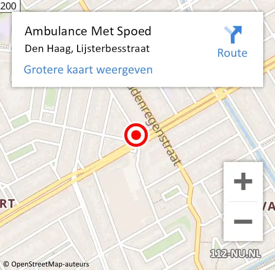 Locatie op kaart van de 112 melding: Ambulance Met Spoed Naar Den Haag, Lijsterbesstraat op 25 juli 2017 14:22