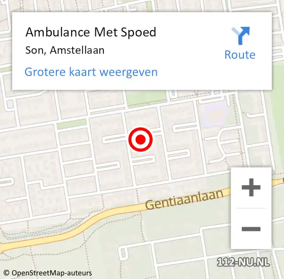 Locatie op kaart van de 112 melding: Ambulance Met Spoed Naar Son, Amstellaan op 25 juli 2017 14:26