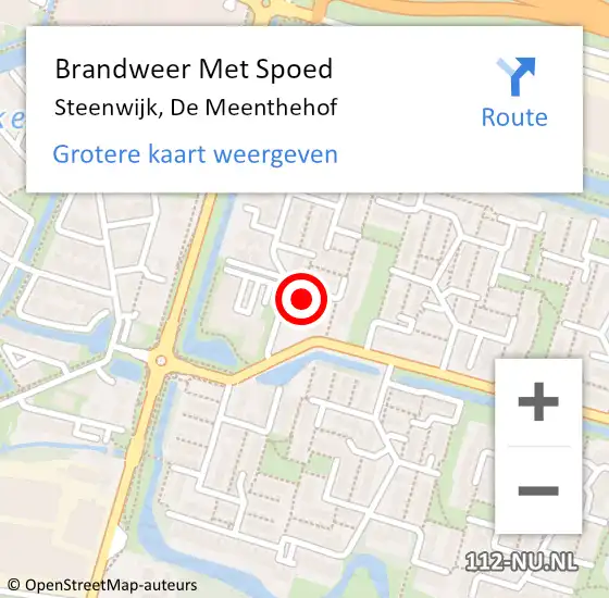 Locatie op kaart van de 112 melding: Brandweer Met Spoed Naar Steenwijk, De Meenthehof op 25 juli 2017 14:50