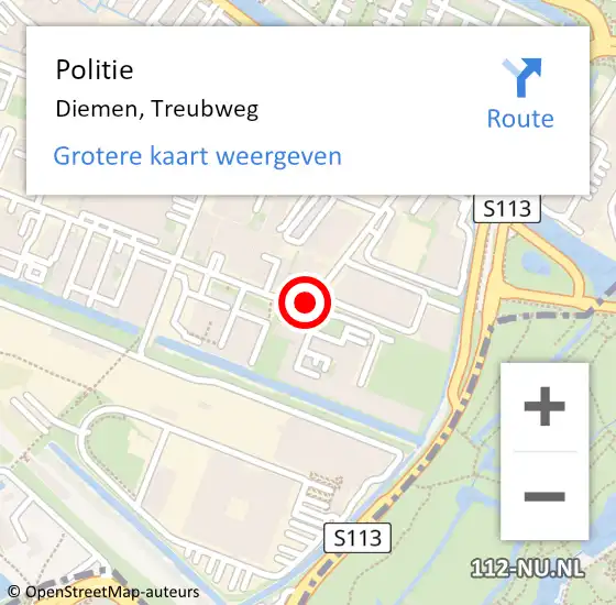 Locatie op kaart van de 112 melding: Politie Diemen, Treubweg op 25 juli 2017 15:26