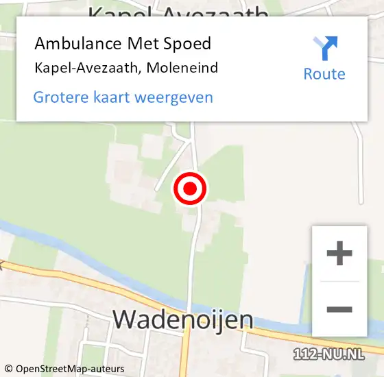 Locatie op kaart van de 112 melding: Ambulance Met Spoed Naar Kapel-Avezaath, Moleneind op 25 juli 2017 15:57
