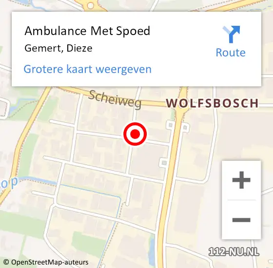 Locatie op kaart van de 112 melding: Ambulance Met Spoed Naar Gemert, Dieze op 25 juli 2017 16:16