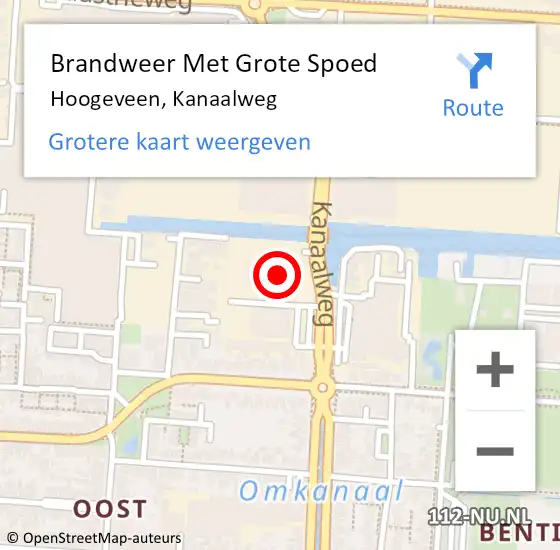 Locatie op kaart van de 112 melding: Brandweer Met Grote Spoed Naar Hoogeveen, Kanaalweg op 25 juli 2017 16:29