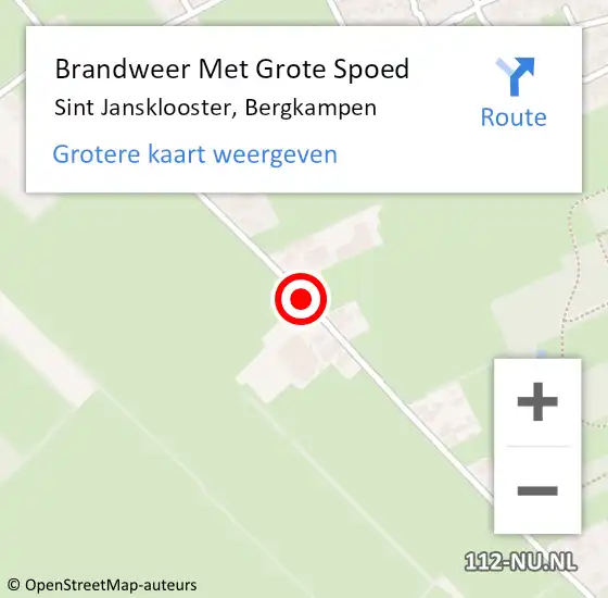 Locatie op kaart van de 112 melding: Brandweer Met Grote Spoed Naar Sint Jansklooster, Bergkampen op 25 juli 2017 17:00