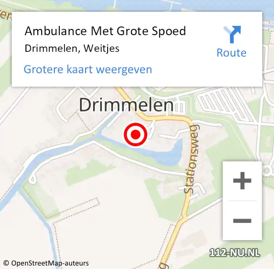 Locatie op kaart van de 112 melding: Ambulance Met Grote Spoed Naar Drimmelen, Weitjes op 25 juli 2017 17:06