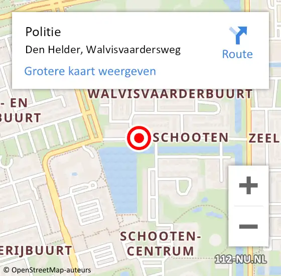 Locatie op kaart van de 112 melding: Politie Den Helder, Walvisvaardersweg op 25 juli 2017 18:53