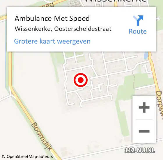 Locatie op kaart van de 112 melding: Ambulance Met Spoed Naar Wissenkerke, Oosterscheldestraat op 25 juli 2017 19:00