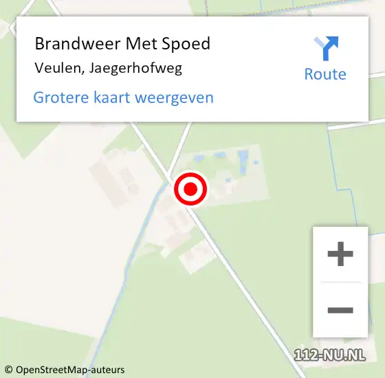 Locatie op kaart van de 112 melding: Brandweer Met Spoed Naar Veulen, Jaegerhofweg op 25 juli 2017 19:23