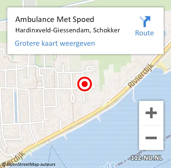 Locatie op kaart van de 112 melding: Ambulance Met Spoed Naar Hardinxveld-Giessendam, Schokker op 28 januari 2014 03:00