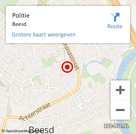 Locatie op kaart van de 112 melding: Politie Beesd op 25 juli 2017 20:48