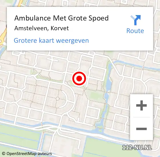 Locatie op kaart van de 112 melding: Ambulance Met Grote Spoed Naar Amstelveen, Korvet op 25 juli 2017 21:09