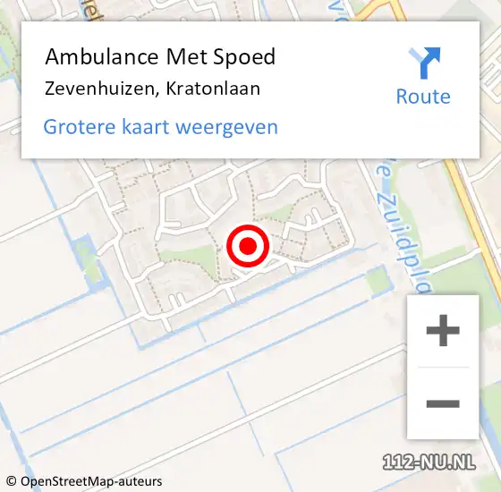 Locatie op kaart van de 112 melding: Ambulance Met Spoed Naar Zevenhuizen, Kratonlaan op 25 juli 2017 21:12