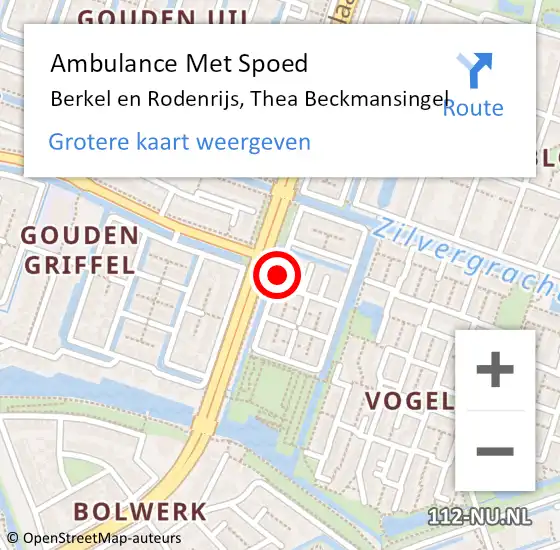 Locatie op kaart van de 112 melding: Ambulance Met Spoed Naar Berkel en Rodenrijs, Thea Beckmansingel op 25 juli 2017 21:14