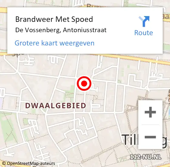 Locatie op kaart van de 112 melding: Brandweer Met Spoed Naar De Vossenberg, Antoniusstraat op 25 juli 2017 21:18