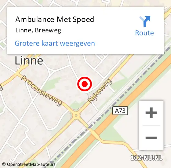 Locatie op kaart van de 112 melding: Ambulance Met Spoed Naar Linne, Breeweg op 25 juli 2017 21:19
