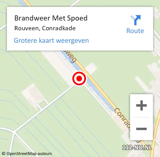 Locatie op kaart van de 112 melding: Brandweer Met Spoed Naar Rouveen, Conradkade op 25 juli 2017 21:32