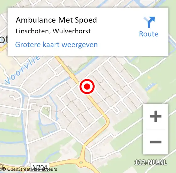 Locatie op kaart van de 112 melding: Ambulance Met Spoed Naar Linschoten, Wulverhorst op 25 juli 2017 21:35