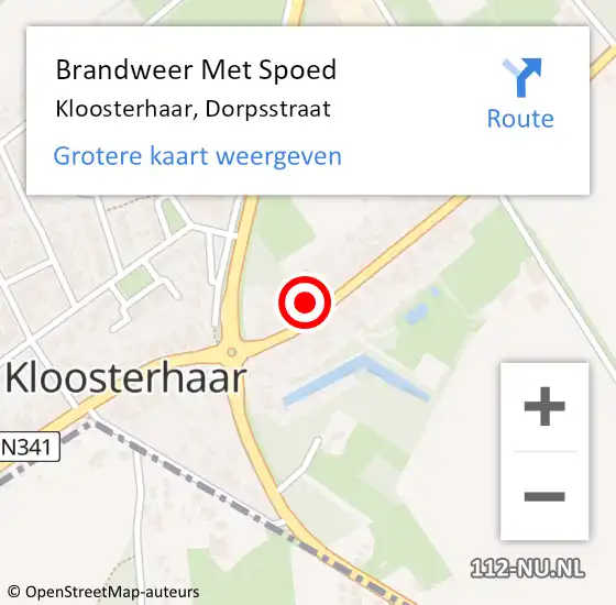 Locatie op kaart van de 112 melding: Brandweer Met Spoed Naar Kloosterhaar, Dorpsstraat op 25 juli 2017 22:45